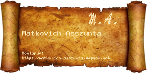 Matkovich Asszunta névjegykártya